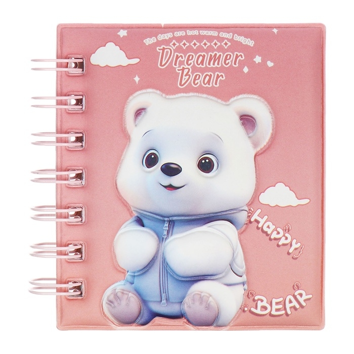 Записная книжка подарочная на гребне 80л,линия, цветной блок,обложка ПВХ 3D Мишка(10х10,5см)   10539 Записная книжка подарочная на гребне 80л,линия, цветной блок,обложка ПВХ 3D Мишка(10х10,5см)   10539