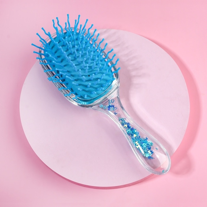 Расчёска массажная, широкая, 6 &times; 18 см, цвет голубой
