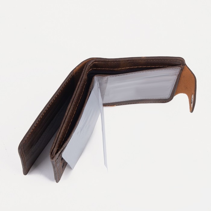 Портмоне мужское на магните, для купюр, для карт, для монет, цвет коричневый Портмоне мужское на магните, для купюр, для карт, для монет, цвет коричневый