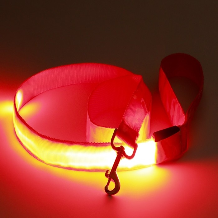 Поводок с подсветкой Милитари 3 режима свечения, 120 х 2,5 см, красный Поводок с подсветкой Милитари 3 режима свечения, 120 х 2,5 см, красный