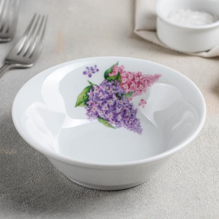 Салатник фарфоровый «Сирень», 360 мл, d=14,5 см, цвет белый Салатник фарфоровый «Сирень», 360 мл, d=14,5 см, цвет белый
