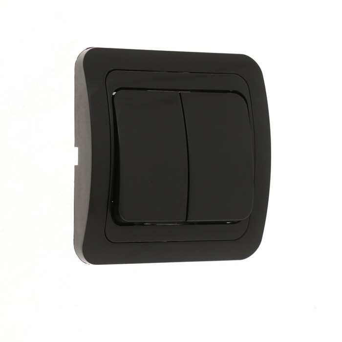 Выключатель Luazon Lighting "Орион", 10 А, 2 клавиши, скрытый, черный
