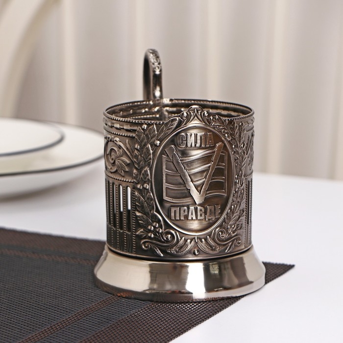 Подстаканник «V», d=72 мм, никелированный, с чернением Подстаканник «V», d=72 мм, никелированный, с чернением