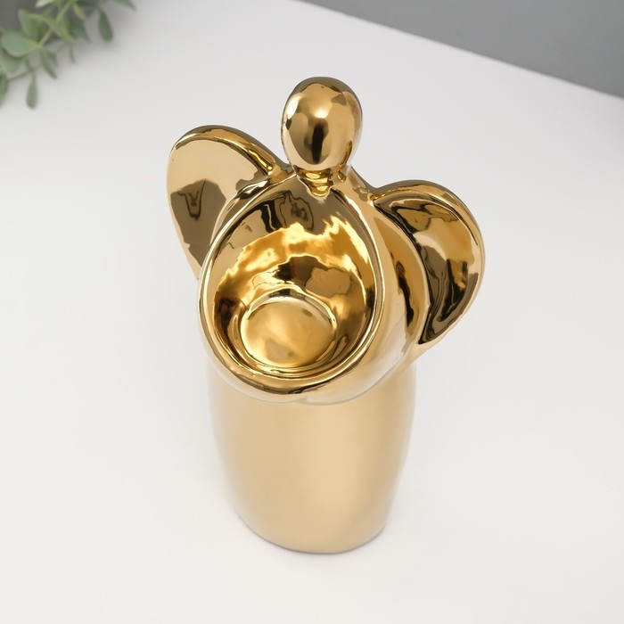 Подсвечник керамика на 1 свечу  Подсвечник керамика на 1 свечу "Ангел" d=3,5 см золото 14х9,5х25 см