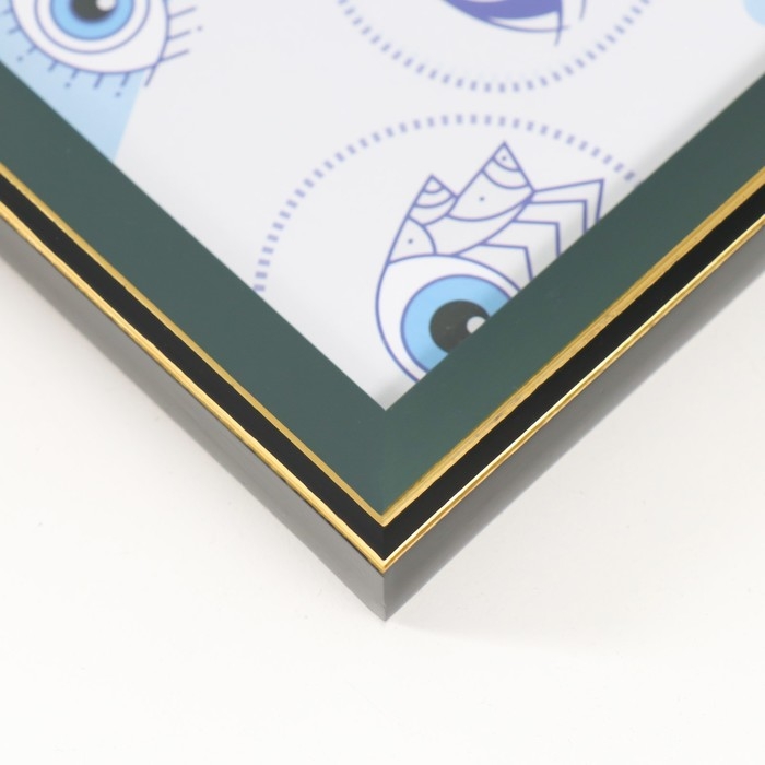 Фоторамка пластик 10х15 см Фоторамка пластик 10х15 см "Зелёный с золотым обрамлением" 12х17 см