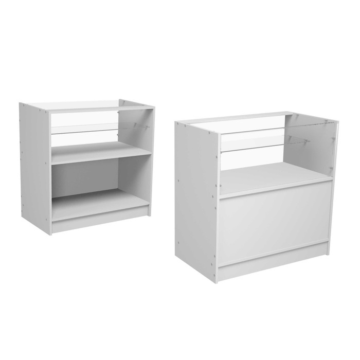 Прилавок из ЛДСП, демонстрационный, 90×44,5×90 см, стекло, цвет белый