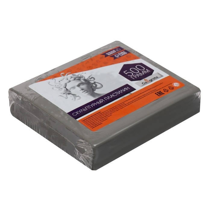 Пластилин скульптурный 500г Calligrata твёрдый, серый Пластилин скульптурный 500г Calligrata твёрдый, серый