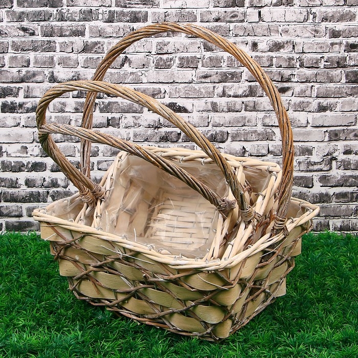 Набор корзин «Крестики», 3 шт: 32×25×13/37 см, 26×18×12/33 см, 20×14×9/29 см Набор корзин «Крестики», 3 шт: 32×25×13/37 см, 26×18×12/33 см, 20×14×9/29 см