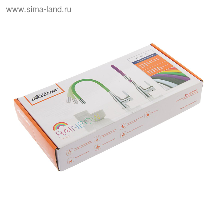Cмеситель для кухни Accoona A9890K, однорычажный, силиконовый излив, зеленый/хром Cмеситель для кухни Accoona A9890K, однорычажный, силиконовый излив, зеленый/хром