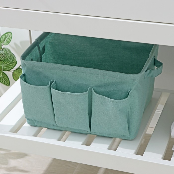 Корзинка для хранения Доляна «Тая», 3 кармана, 30×24×18 см, цвет бирюзовый Корзинка для хранения Доляна «Тая», 3 кармана, 30×24×18 см, цвет бирюзовый