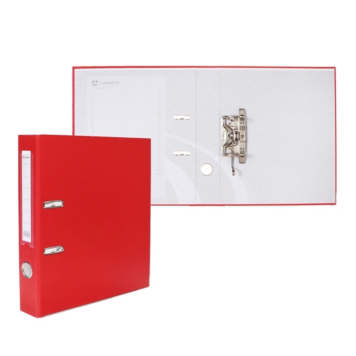 Папка-регистратор А4, 50 мм, Calligrata, ПВХ, тиснение Папка-регистратор А4, 50 мм, Calligrata, ПВХ, тиснение "лен", металлическая окантовка, карман на корешок, собранная, красная, микс