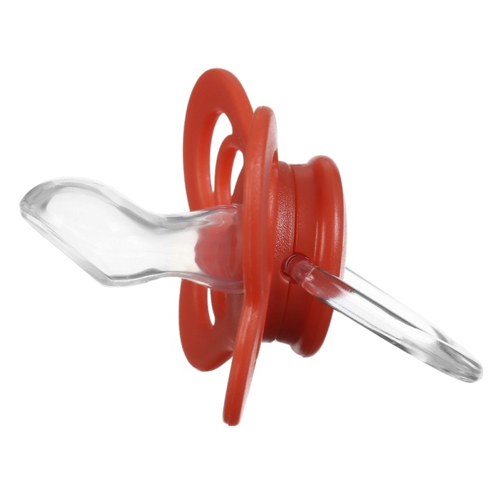 Соска - пустышка ортодонтическая, силикон, +6 мес., с держателем, цвет вишневый Соска - пустышка ортодонтическая, силикон, +6 мес., с держателем, цвет вишневый