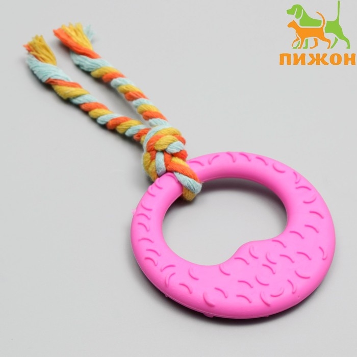 Игрушка жевательная с канатом Игрушка жевательная с канатом "Гиря", розовая