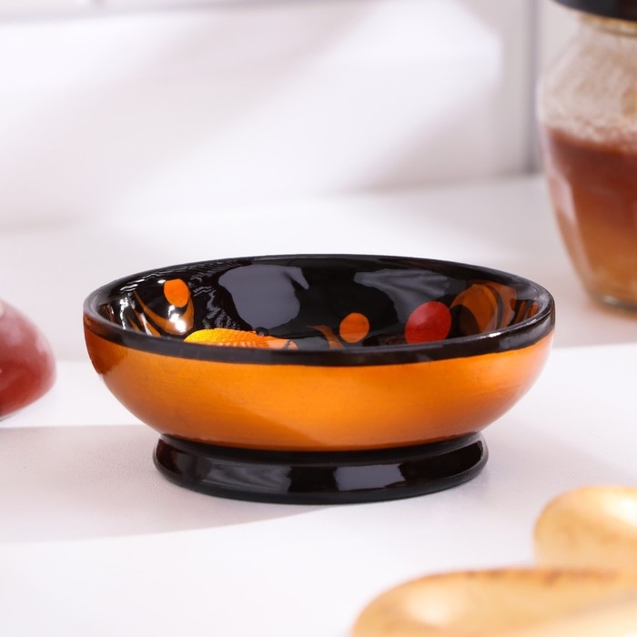 Солонка «Каравай», 7,5×3 см, хохлома Солонка «Каравай», 7,5×3 см, хохлома