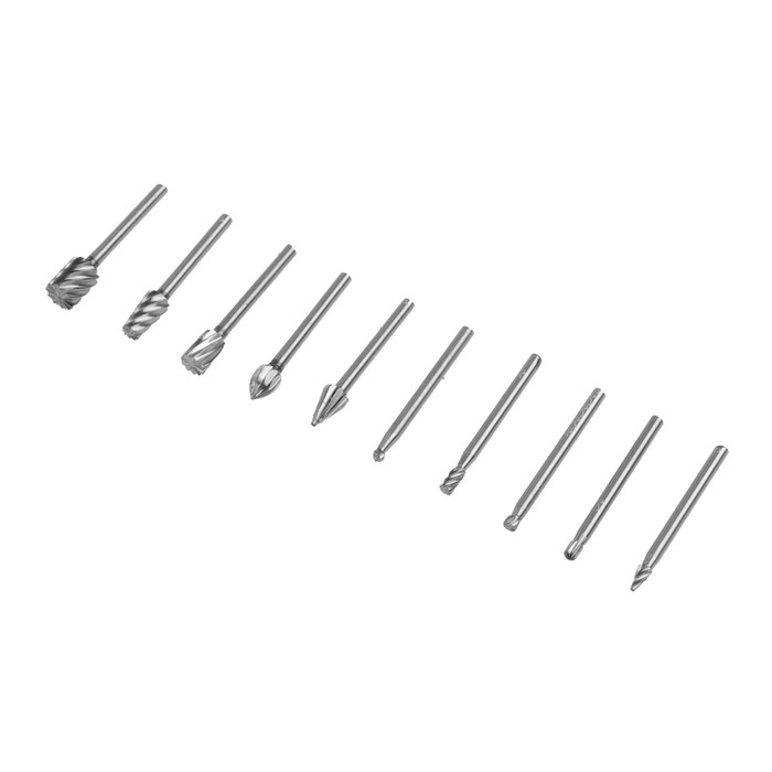 Набор шарошек по дереву и пластику ТУНДРА, диаметр хвостовика 3 мм, 10 шт. Набор шарошек по дереву и пластику ТУНДРА, диаметр хвостовика 3 мм, 10 шт.