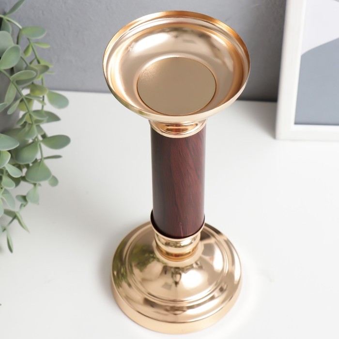 Подсвечник металл на 1 свечу Подсвечник металл на 1 свечу "Классика" под дерево, золото 24,5х10х10 см