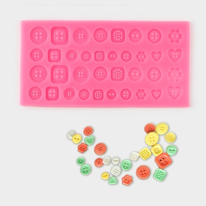Молд «Пуговицы», силикон, 21,3×10,6 см, цвет МИКС Молд «Пуговицы», силикон, 21,3×10,6 см, цвет МИКС