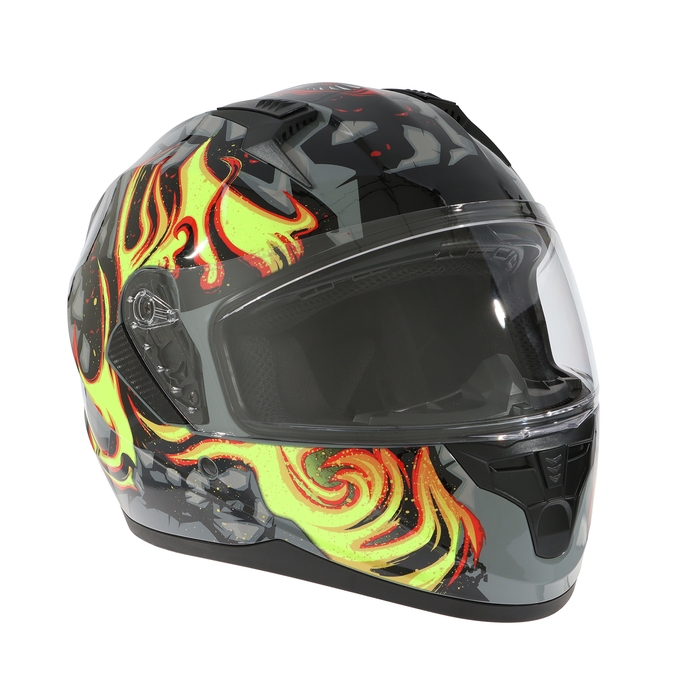 Шлем интеграл с двумя визорами, размер XS (53-54), модель BLD-M67E, черно-желтый