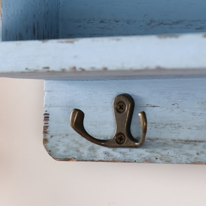 Крючки декоративные дерево с карманом и полочкой Крючки декоративные дерево с карманом и полочкой "Серый состаренный" 10,5х28х18 см