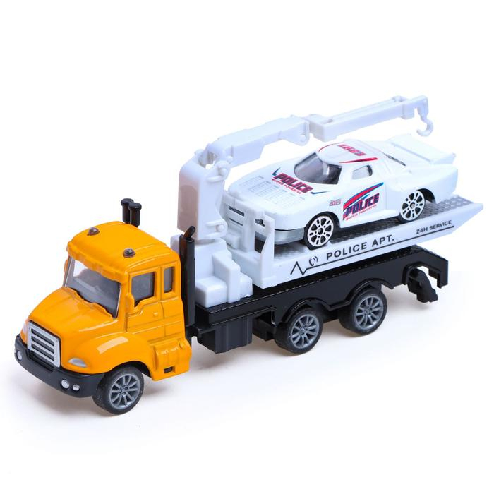 Грузовик металлический «Эвакуатор», с машинкой, инерция, МИКС Грузовик металлический «Эвакуатор», с машинкой, инерция, МИКС