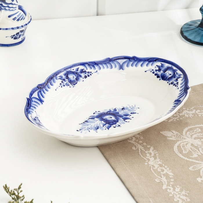 Блюдо, 25 х 18 х 5 см, гжель, кобальт Блюдо, 25 х 18 х 5 см, гжель, кобальт