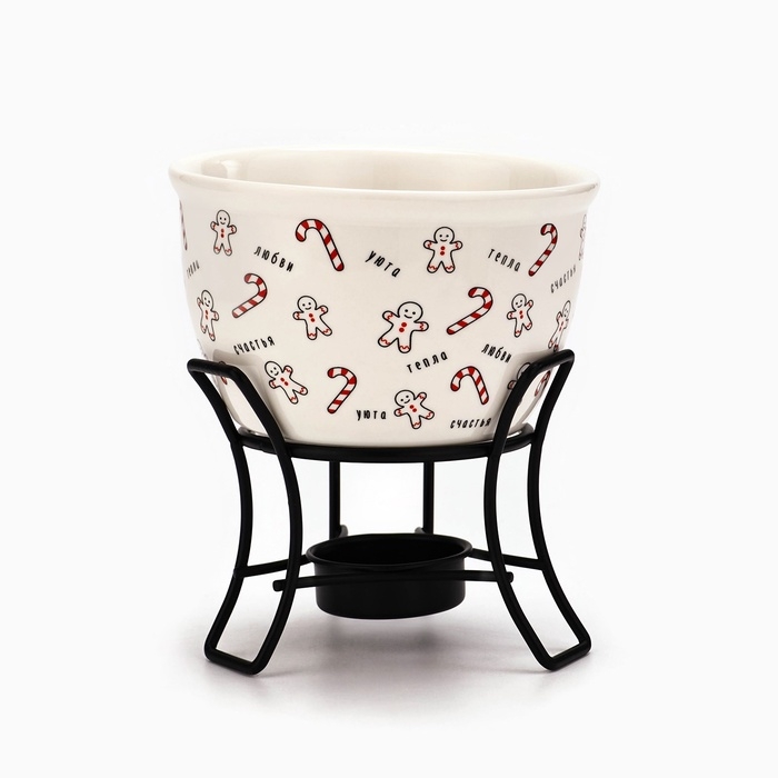 Фондю керамическое новогоднее Дорого внимание «Счастья», 2 шпажки Фондю керамическое новогоднее Дорого внимание «Счастья», 2 шпажки