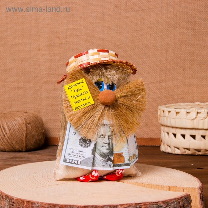 Оберег «Домовой Кузя с долларами», микс Оберег «Домовой Кузя с долларами», микс