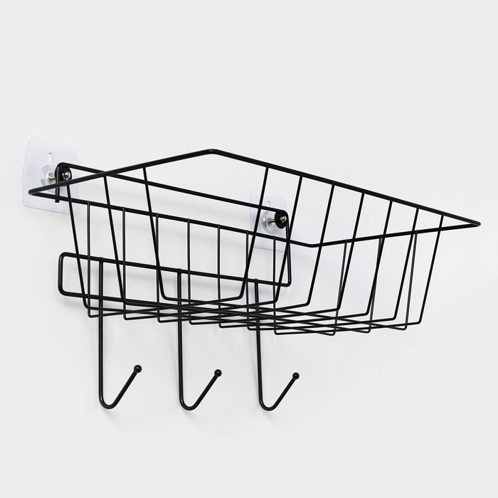 Корзина с 3-мя крючками, 37×20×19,5 см, цвет черный Корзина с 3-мя крючками, 37×20×19,5 см, цвет черный