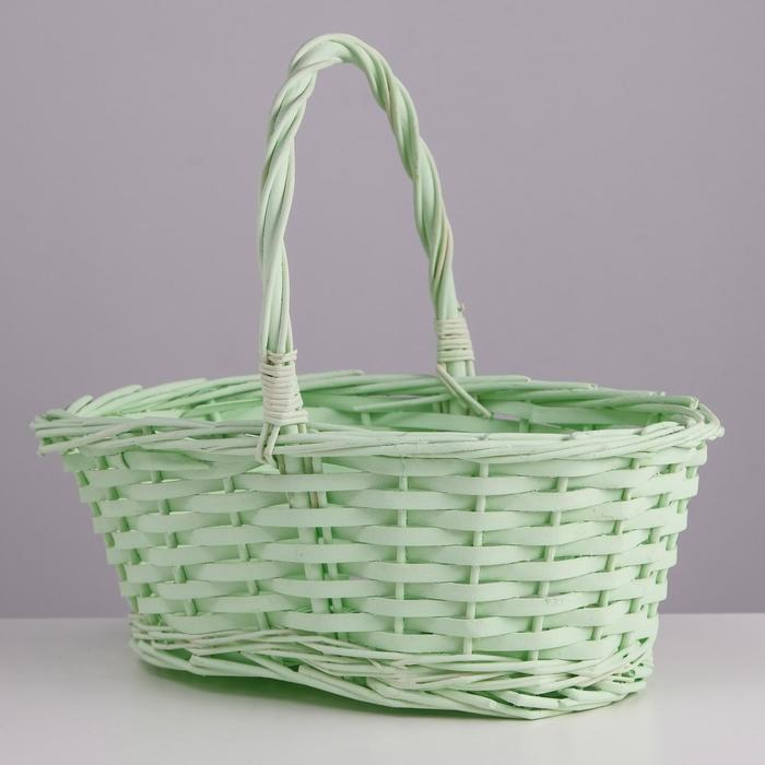 Корзина плетеная, ива, 30х21х12х25 см, светло-салатовый Корзина плетеная, ива, 30х21х12х25 см, светло-салатовый