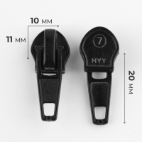 Бегунок автоматический для молнии «Спираль», №7, 10 шт, цвет чёрный