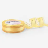 Лента декоративная, капроновая/атласная, с люрексом, 25 мм, 18&plusmn;1 м, цвет золотой