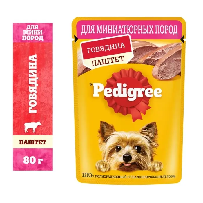 Влажный корм Pedigree для собак мелких пород , паштет говядина, пауч, 80 г Влажный корм Pedigree для собак мелких пород , паштет говядина, пауч, 80 г