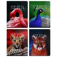 Тетрадь 96 листов в клетку на скрепке "Животные", обложка мелованный картон, глянцевая ламинация, МИКС Тетрадь 96 листов в клетку на скрепке "Животные", обложка мелованный картон, глянцевая ламинация, МИКС