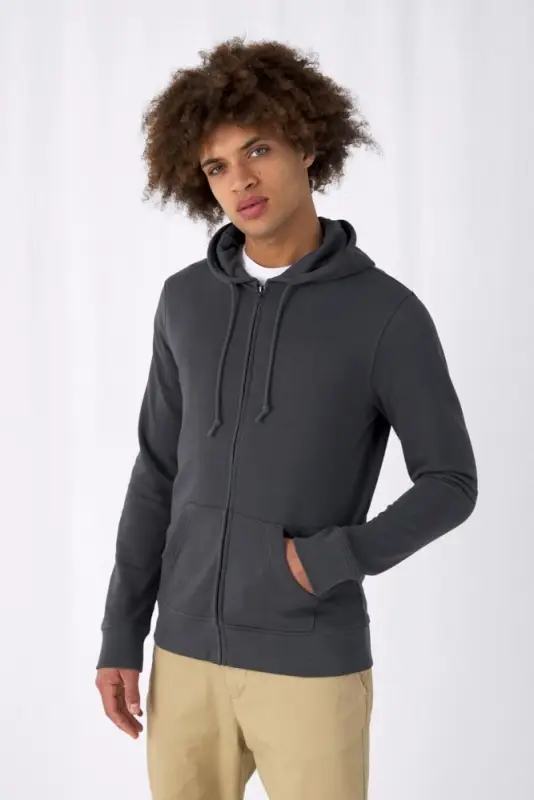 Толстовка на молнии с капюшоном унисекс BNC Inspire (Organic), серый меланж, размер XS Толстовка на молнии с капюшоном унисекс BNC Inspire (Organic), серый меланж, размер XS