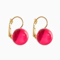 Серьги пластик "Шар №14", цвет малиновый в золоте