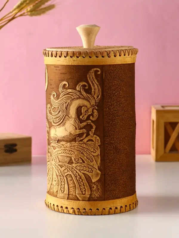 Туес большой Туес большой "Конек-Горбунок", D13 смхH(с хватком)27,5 см, береста