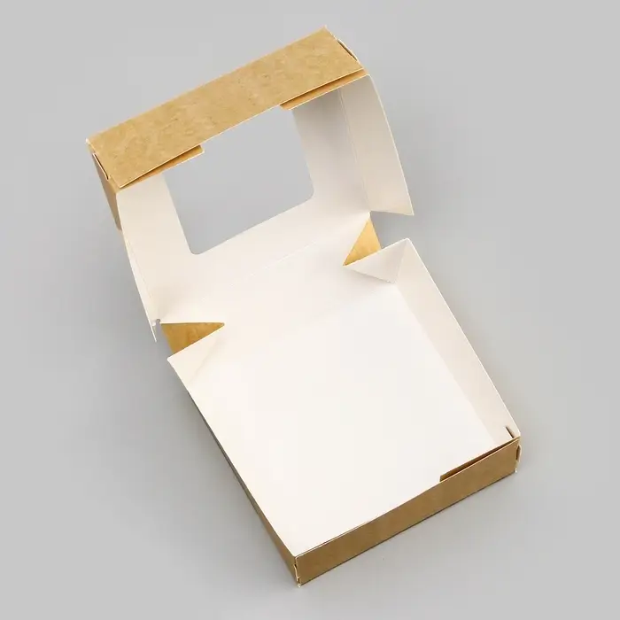 Коробка складная, с окном, крафт, 11.5&times;11.5&times;4 см