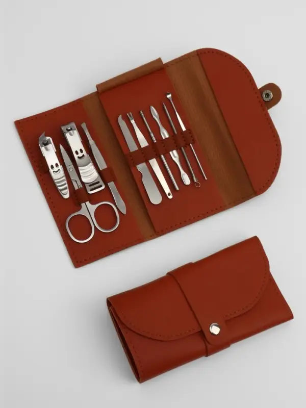 Набор маникюрный &laquo;Люси&raquo;, 10 предметов, кожзам-чехол, коричневый