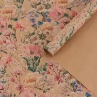 Бумага упаковочная крафт &laquo;Цветы&raquo;, 70&times;100 см