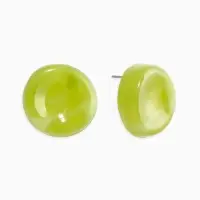 Серьги пластик "Леденец" круг 2 см с разводами белыми, цвет зелёный