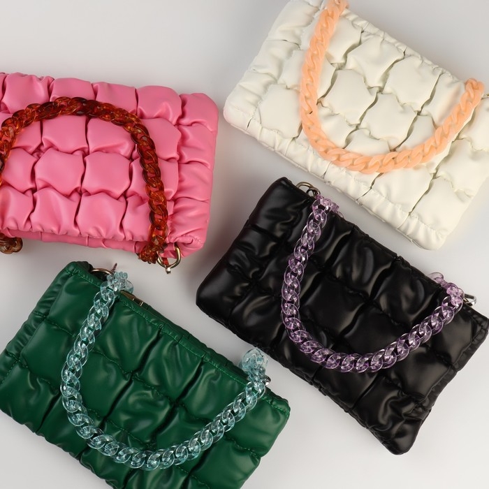 Цепочка для сумки, пластиковая, с карабинами, 23 × 17 мм, 68 см, цвет сиреневый/серебряный