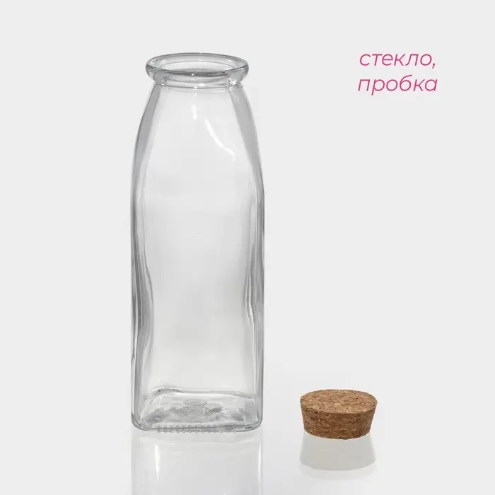 Бутылка для соусов и масла Доляна &laquo;Парфе&raquo;, 350 мл, 5.5&times;16 см, с пробковой крышкой, стекло, прозрачная