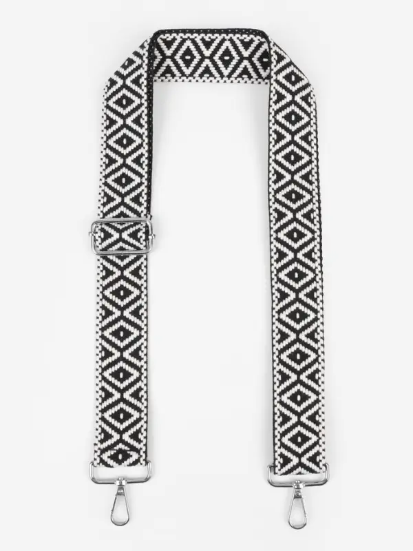 Ручка для сумки &laquo;Орнамент&raquo;, стропа, 135&plusmn;3&times;3.8 см, чёрная, белая