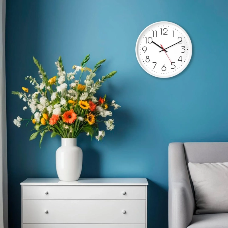 Часы настенные Troyka, диаметр 30см, кольцо пластик - белый 76771783