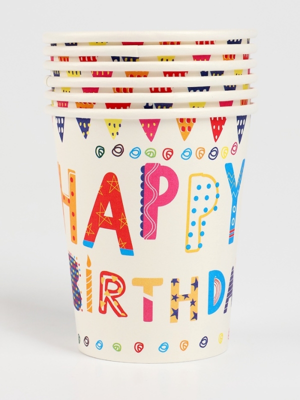Набор бумажной посуды Набор бумажной посуды "С днём рождения", набор 12 шт.,