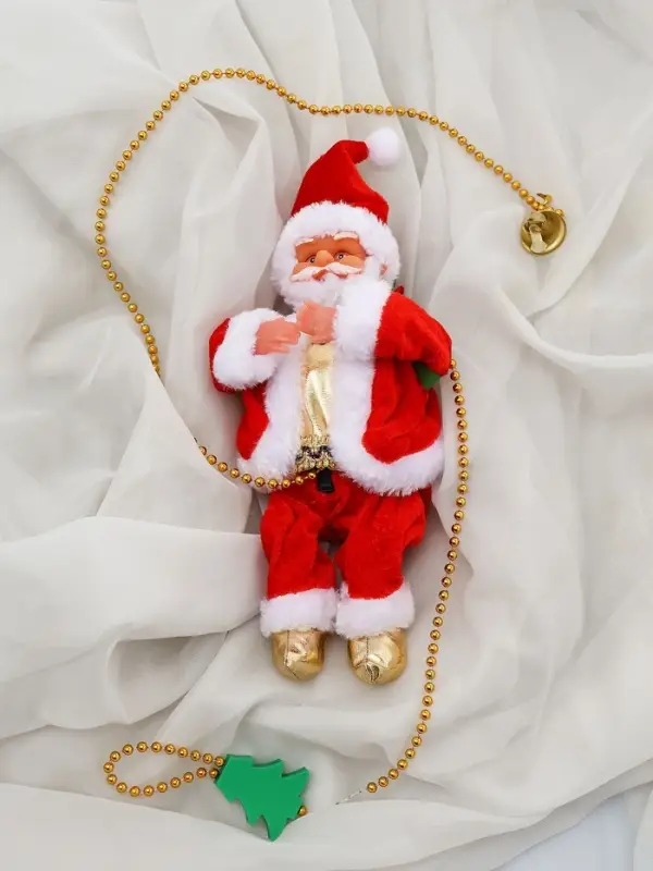 Дед Мороз "В шубке, на верёвочке" 25х13 см, 100 см, движение, музыка, красный