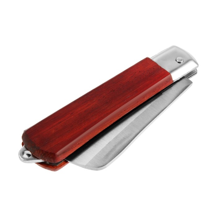 Нож универсальный складной ТУНДРА, деревянная рукоятка, прямое лезвие, нержавеющая сталь Нож универсальный складной ТУНДРА, деревянная рукоятка, прямое лезвие, нержавеющая сталь