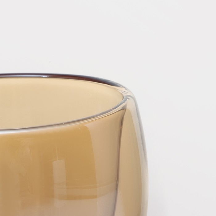 Стакан стеклянный с двойными стенками «Дуо», 250 мл, цвет золото Стакан стеклянный с двойными стенками «Дуо», 250 мл, цвет золото