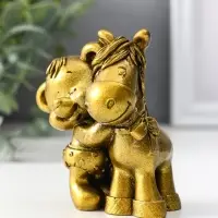 Фигура «Мишка с лошадкой», 8.5×7×6 см, золото