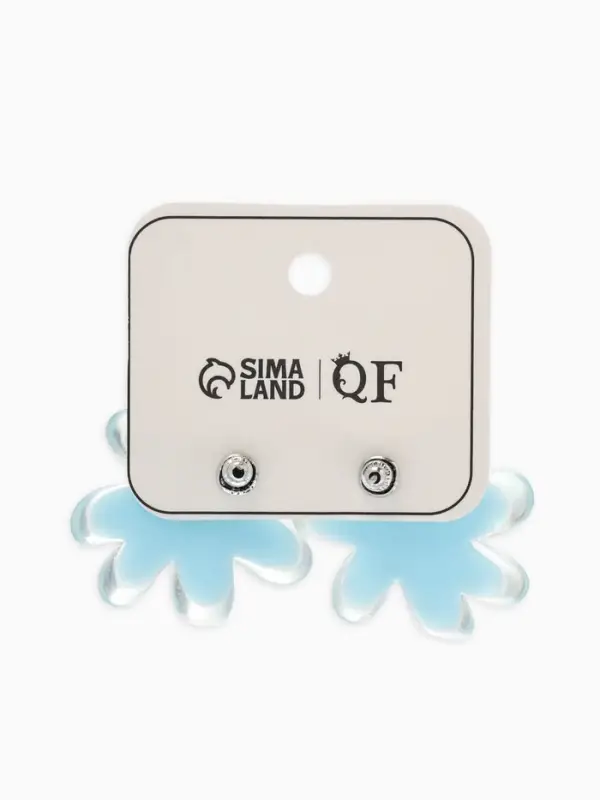 Серьги пластик &laquo;Цветочек летний&raquo;, с блёсткой, голубые